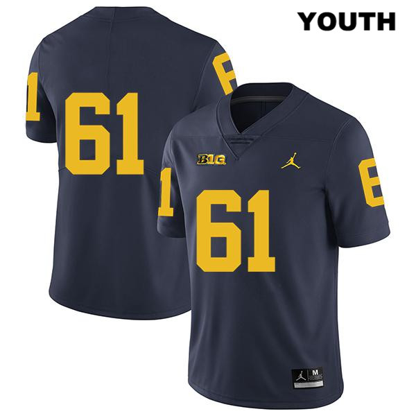 Youth NCAA Michigan Wolverines Dan Jokisch #61 No Name Navy Jordan Brand Authentic Stitched Legend Football College Jersey SE25O73JO